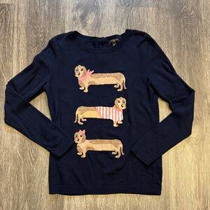 Talbots Navy Sweater with Dachshund Design size small